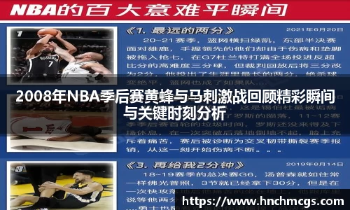 2008年NBA季后赛黄蜂与马刺激战回顾精彩瞬间与关键时刻分析